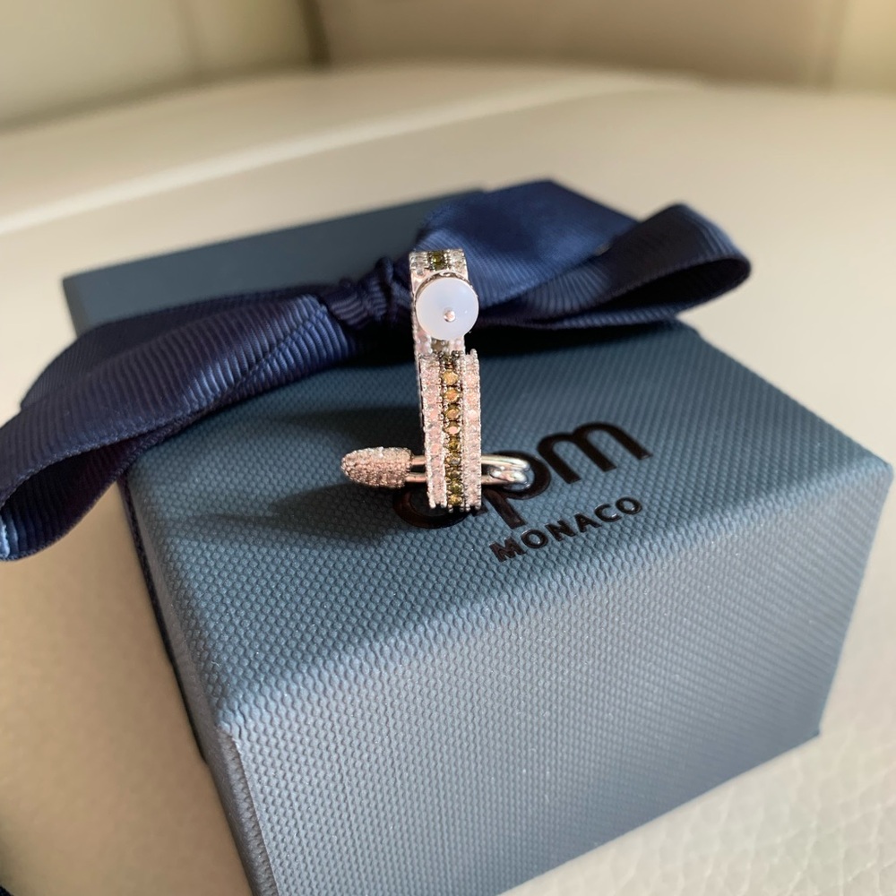 APM Monaco Crystal Pin Silver Single Earring